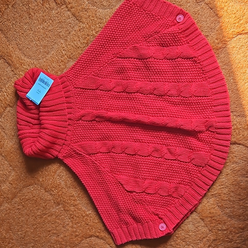 Carters Red Cable Knit Poncho